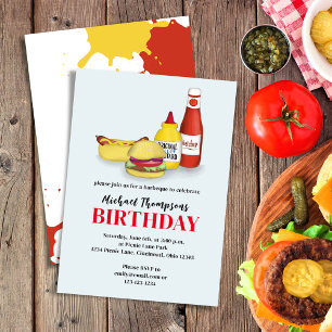 BBQ Birthday Typography Summer Retro Invitation