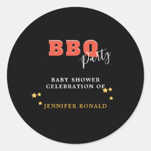 BBQ Black and Red Baby shower Party Classic Round Sticker