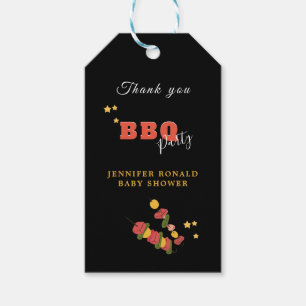 BBQ Black and Red Baby shower Party Gift Tags