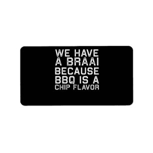 BBQ Braai Funny South Africa Family BBQ Gift Label