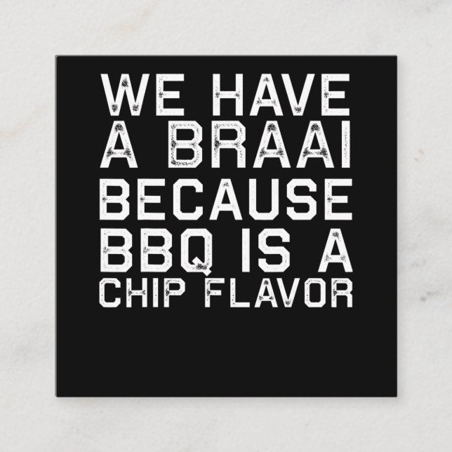 BBQ | Braai Funny South Africa Family BBQ Gift Square Business Card (Front)