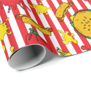 BBQ Burger Hot Dog Grill Out Barbecue Party Wrapping Paper