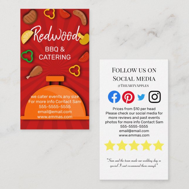 BBQ catering hog roast wedding events fundraisers Business Card (Front/Back)