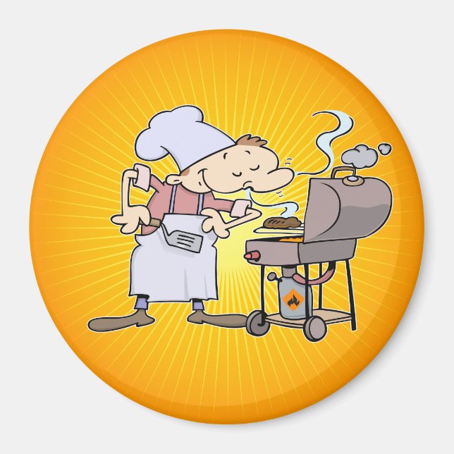 BBQ chef grilling burgers Magnet (Front)