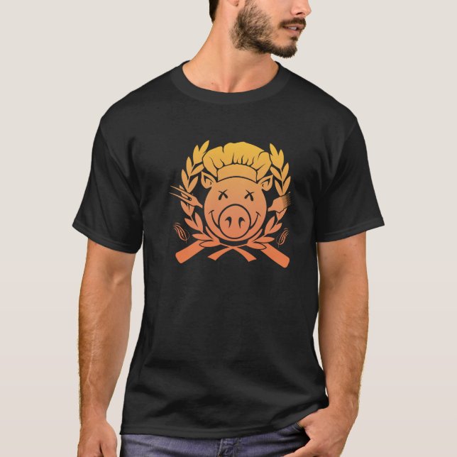 BBQ Crest - sunset fade dark shirt (Front)