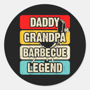 Bbq Daddy Grandpa Barbecue Legend Retro Grilling Classic Round Sticker