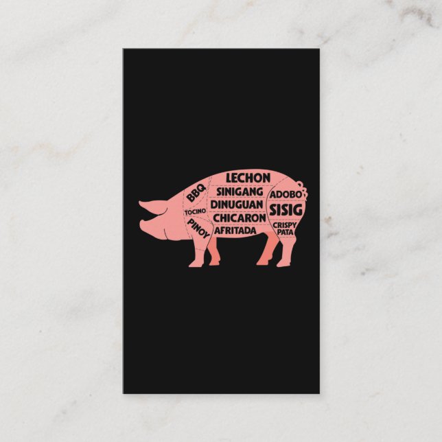 BBQ Diagram Filipino Pig Pork Cuts Meat Business Card (Front)