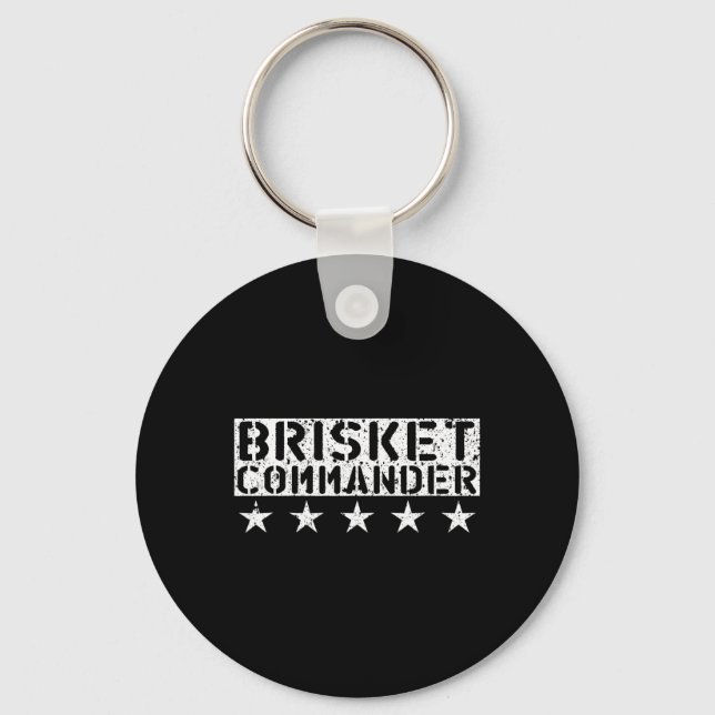 [bbq Dude] Brisket Commander Bbq Shirt  Key Ring (Front)