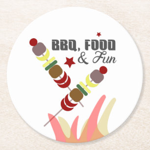 BBQ Father's Day Dad Grandpa Cookout Round Paper Coaster