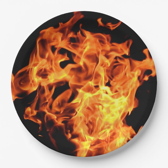 BBQ Fire Flames Disposable Paper Plates (Front)