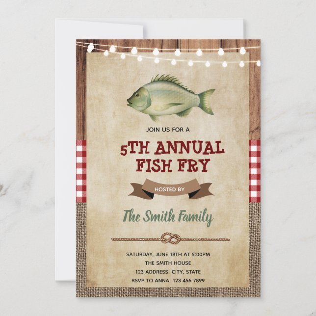 Bbq fish fry party invitation (Front)