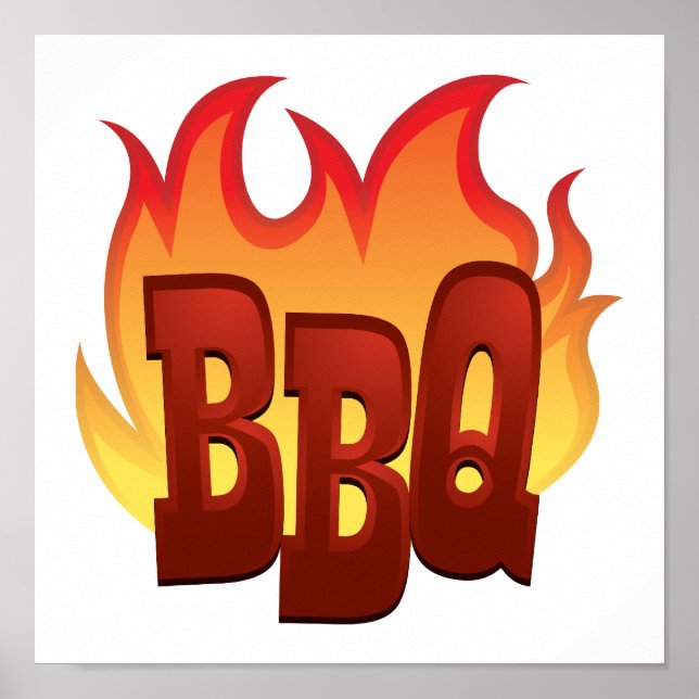 bbq flame text design poster (Front)