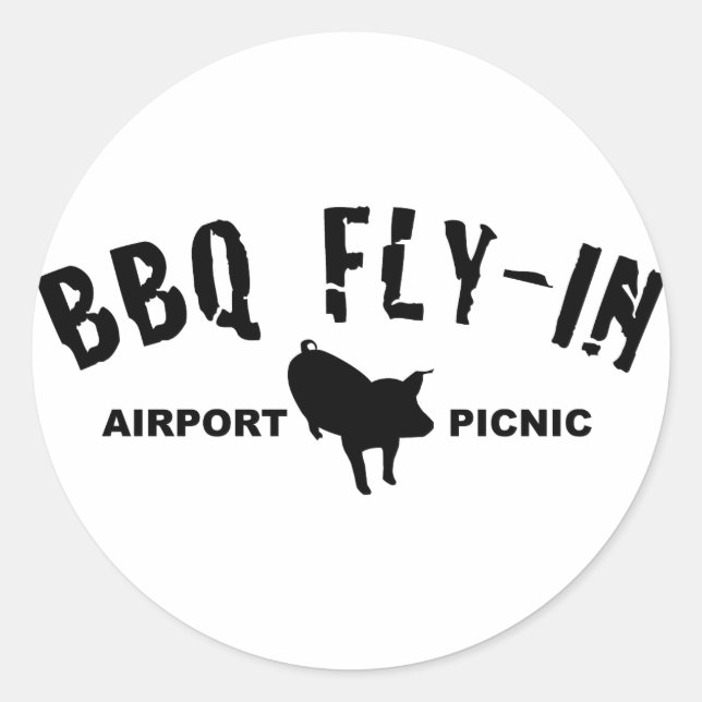 BBQ Fly In Pig Classic Round Sticker (Front)