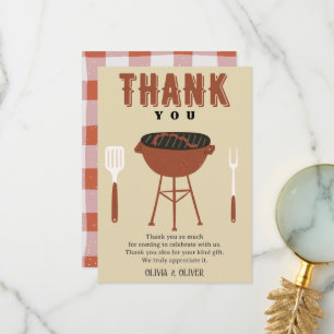 BBQ gender reveal, Baby-Q baby shower Thank You Card