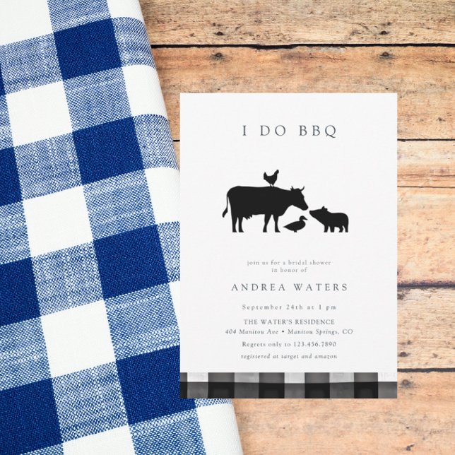 BBQ | Gingham Black | Rustic Bridal Shower Invitation (Creator Uploaded)