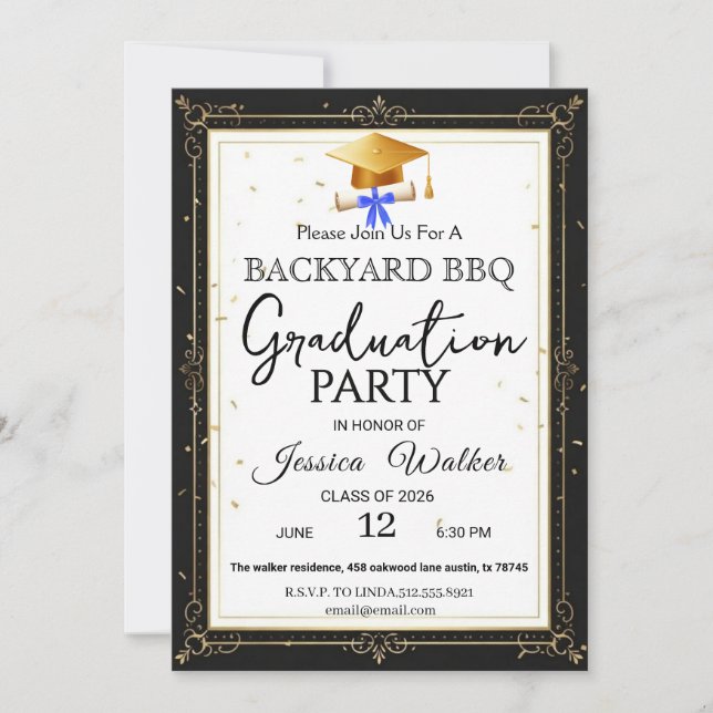  BBQ Graduation Party Invitation (Front)