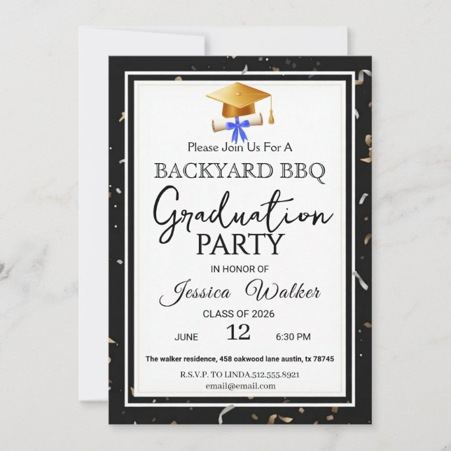  BBQ Graduation Party Invitation (Front)
