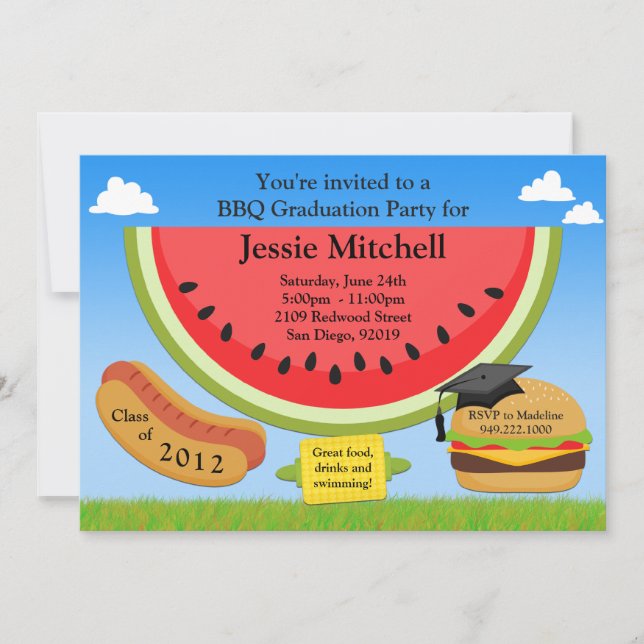 BBQ Graduation Party Invitation Class of 2013 (Front)