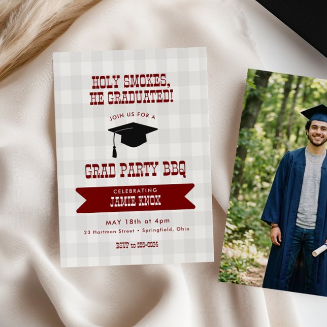 BBQ Graduation Party Invitation Photo Back (Creator Uploaded)