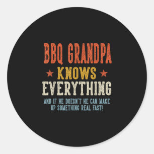 Bbq grandpa knows everything father's day retro classic round sticker