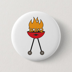 BBQ Grill 6 Cm Round Badge