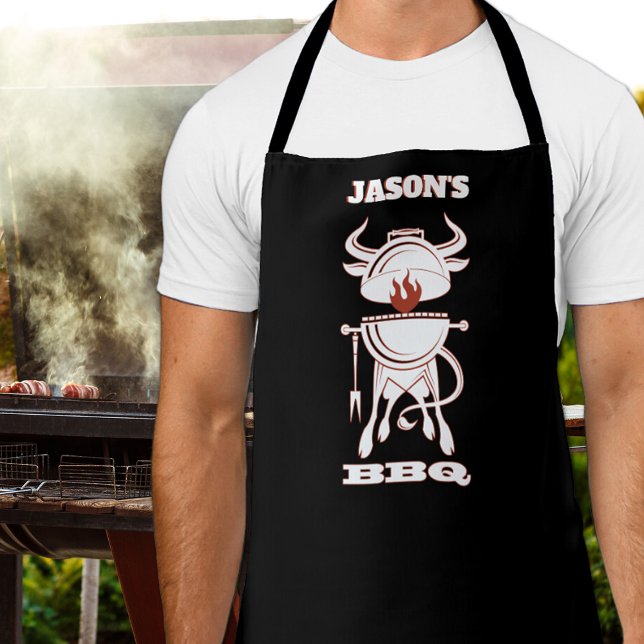 BBQ Grill Black Apron (BBQ Grill Personalized Black Apron)