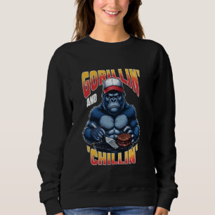 BBQ Grill Funny Gorilla Summer Dad Father's Day Sweatshirt