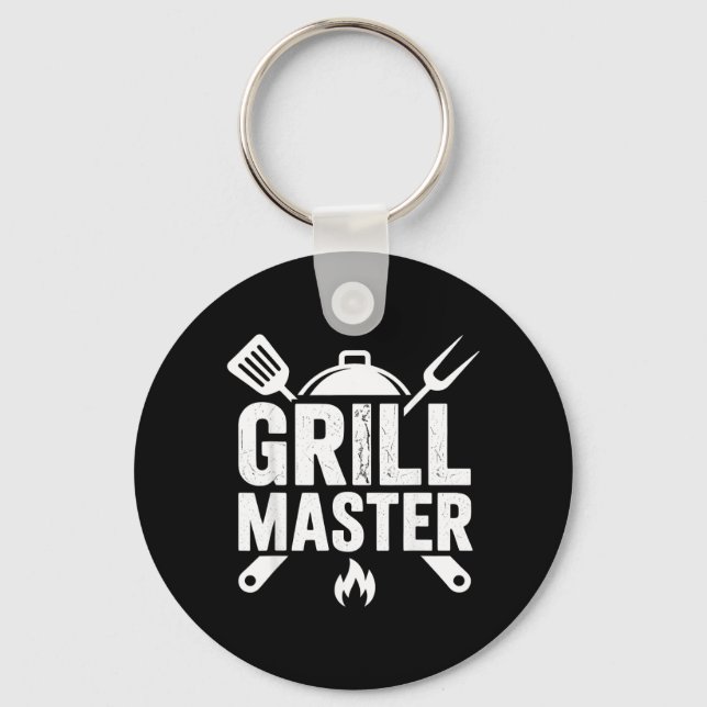 Bbq Grill Master Backyard Barbecue Smoke King Key Ring (Front)