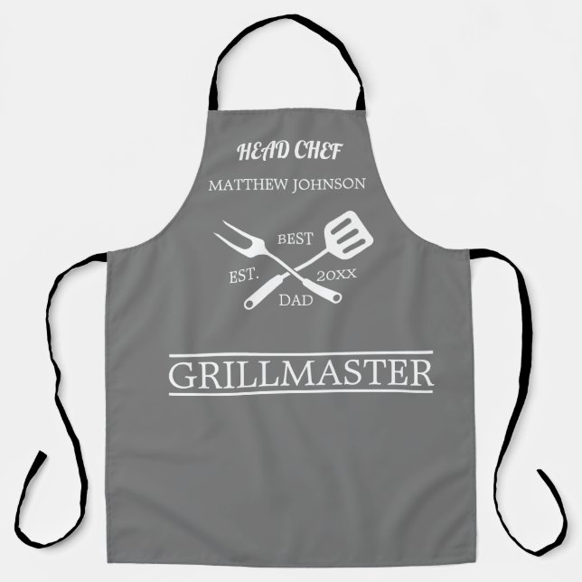  BBQ Grill Master Personalised Best Dad Father's   Apron (Front)