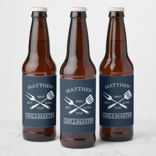  BBQ Grill Master Personalised Best Dad Father's   Beer Bottle Label