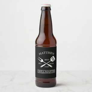BBQ Grill Master Personalised Best Dad Father's Beer Bottle Label