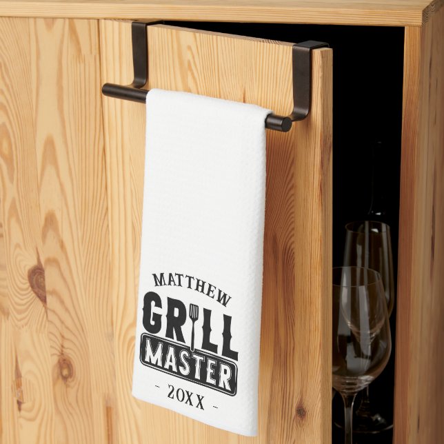  BBQ Grill Master Personalised Best Dad Father's   Tea Towel (Thirds Fold)