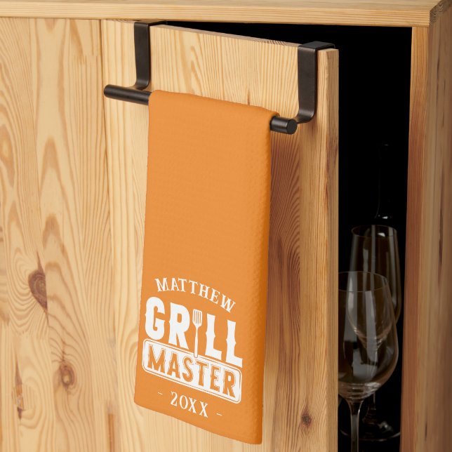  BBQ Grill Master Personalised Best Dad Father's   Tea Towel (Thirds Fold)