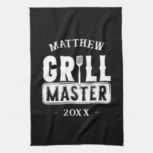  BBQ Grill Master Personalised Best Dad Father's   Tea Towel
