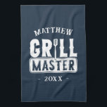BBQ Grill Master Personalised Best Dad Father's   Tea Towel<br><div class="desc">Funny BBQ Grill Master Personalised Barbecue Best</div>