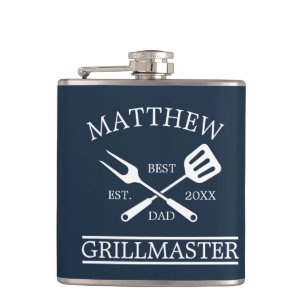  BBQ Grill Master Personalized Best Dad Father's   Hip Flask