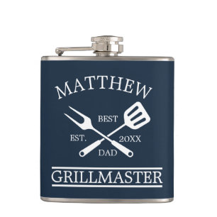  BBQ Grill Master Personalized Best Dad Father's   Hip Flask