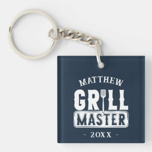 BBQ Grill Master Personalized Best Dad Father's Key Ring