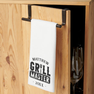  BBQ Grill Master Personalized Best Dad Father's   Tea Towel