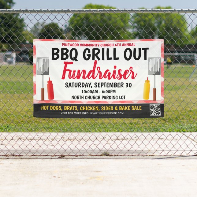 BBQ Grill Out Fundraiser Banner with qr code (Insitu)