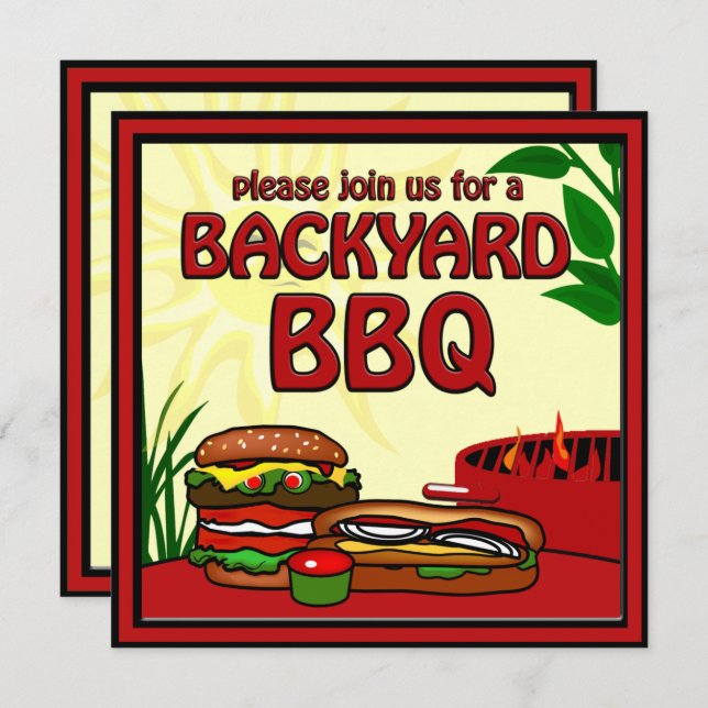 BBQ Grill Picnic Backyard Invitation (Front/Back)