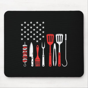 Bbq Grill Tools Aamerican Flag Kids Chef Skewers Mouse Pad