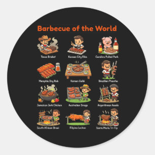 Bbq Grilling Barbecue Of The World Funny Meat Classic Round Sticker