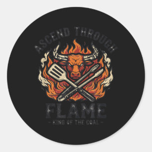 Bbq Grilling Design Retro Flame Classic Round Sticker