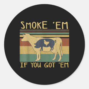 BBQ Grilling Funny Meat Smoker Foodie Lover Classic Round Sticker