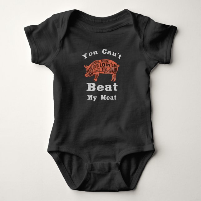 BBQ Grilling Meat Grill Steak Pork Piglet Sow Baby Bodysuit (Front)