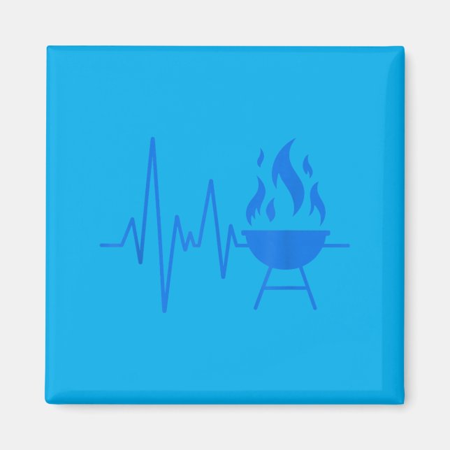 Bbq Heartbeat Grillmaster Line Art Design Magnet (Front)