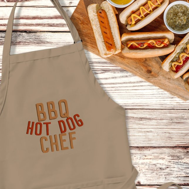 BBQ Hot Dog Chef Funny Mens Apron (Get your Hot Dog Chef apron on for your annual BBQ)