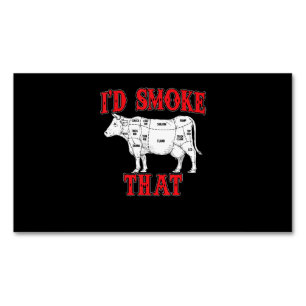 BBQ Id Smoke That Cow BBQ I Grilling Grillmasters Magnetic Business Card