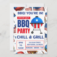 bbq invitation cards family reunion 4th of july